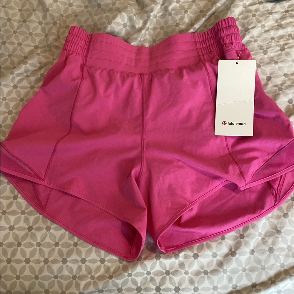 lululemon athletica Hot Pink Run Short with Elastic Waistband